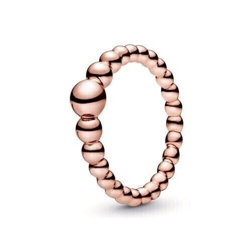 Pandora 14k Rose Gold Plated String of Beads Ring Size 7.5 56