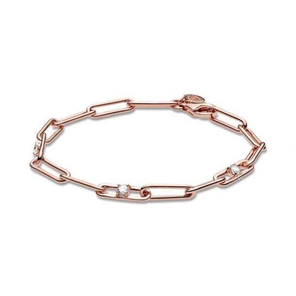 Pandora Rose Link Chain Stones Bracelet Size 16