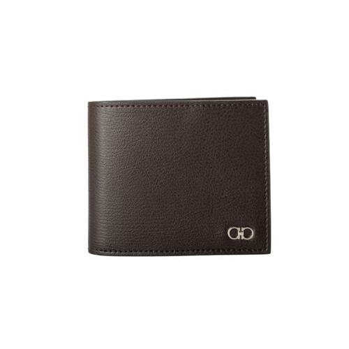 Salvatore Ferragamo Men`s Chocolate Brown Pebbled Leather Bifold Wallet