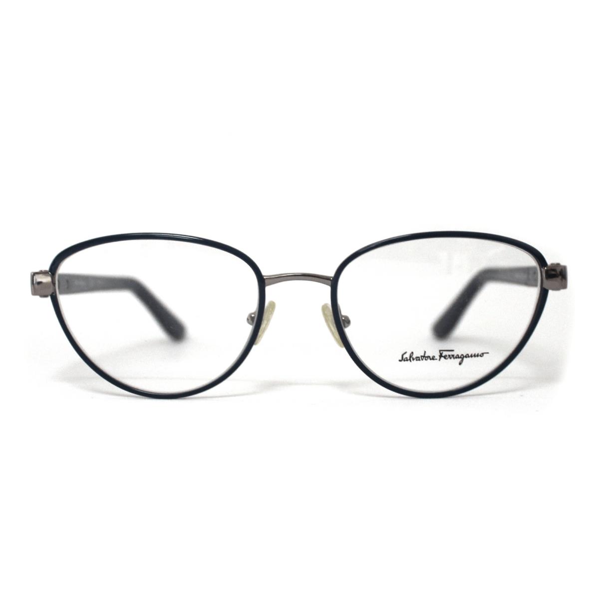 Salvatore Ferragamo SF2145 036 Shiny Ruthenium/grey Blue 52mm 18 140