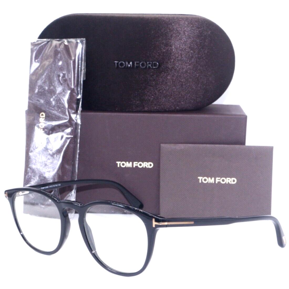 Tom Ford TF 5401-A 01V Round Black Gold Frames Eyeglasses 51-20