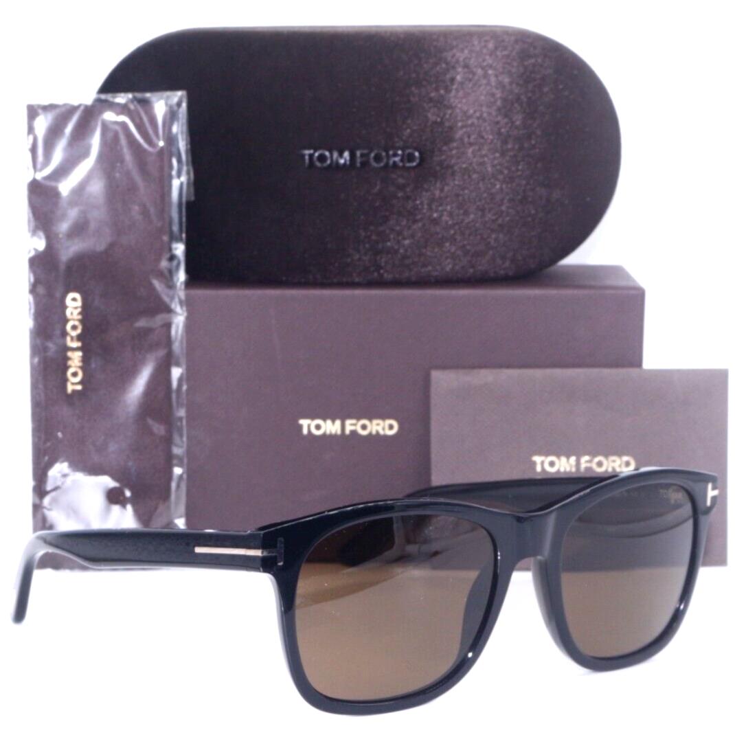 Tom Ford ERIC-02 TF 595 01J Black W/ Brown Lenses Sunglasses 55-19
