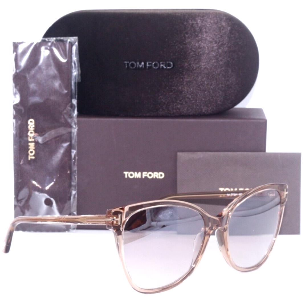 Tom Ford Ani TF844 45G Crystal Peach W/brown Gradient Lens Sunglasses 58-18