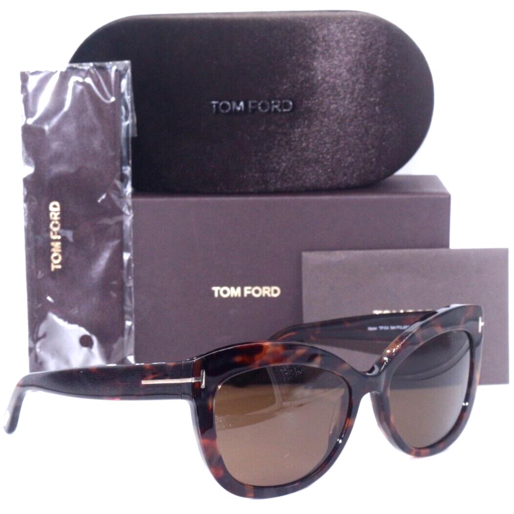 Tom Ford Alistair TF 524 54H Havana W/ Brown Polarized Lens Sunglasses 56-16