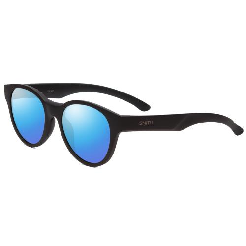 Smith Snare Unisex Polarized Sunglasses Choose Lens Color Round Matte Black 51mm Blue Mirror Polar