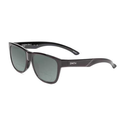 Smith Lowdown Slim 2 Polarized Bi-focal Sunglasses 41 Option in Gloss Black 53mm Grey