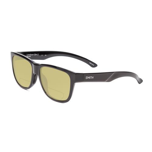 Smith Lowdown Slim 2 Polarized Bi-focal Sunglasses 41 Option in Gloss Black 53mm Yellow