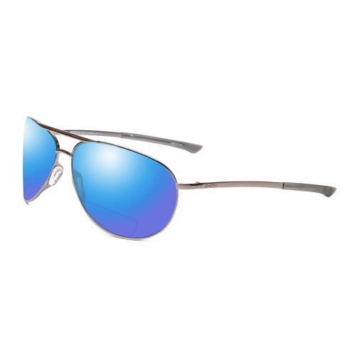 Smith Serpico 2 Polarize Bi-focal Sunglass 41 Option Gun Metal Silver Black 65mm - Frame: Multicolor, Lens: Blue Mirror