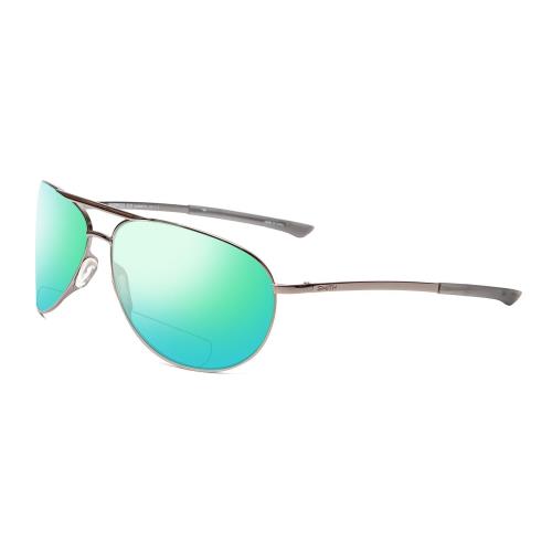 Smith Serpico 2 Polarize Bi-focal Sunglass 41 Option Gun Metal Silver Black 65mm Green Mirror