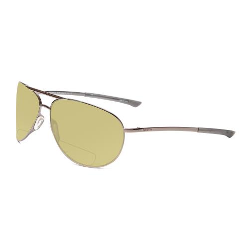 Smith Serpico 2 Polarize Bi-focal Sunglass 41 Option Gun Metal Silver Black 65mm Yellow