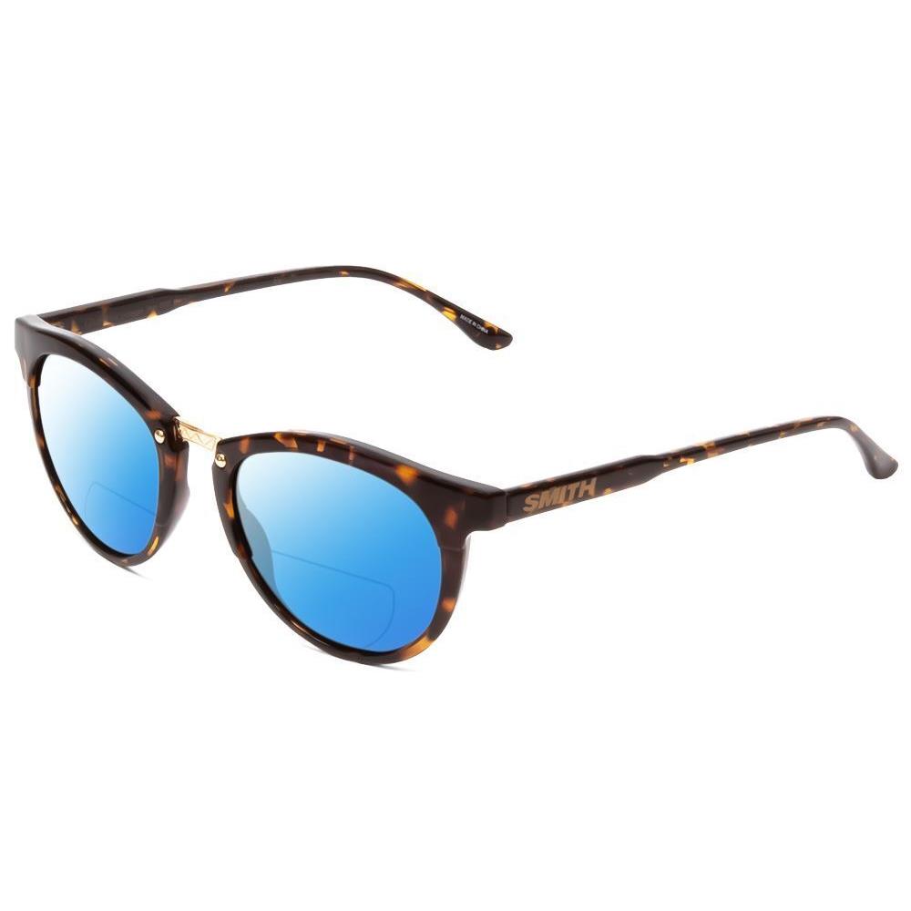 Smith Questa Ladies Round Polarized Bi-focal Sunglasses in Vintage Tortoise 50mm Blue Mirror