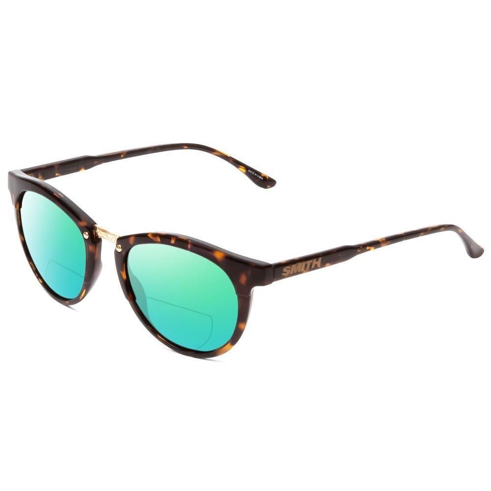 Smith Questa Ladies Round Polarized Bi-focal Sunglasses in Vintage Tortoise 50mm Green Mirror