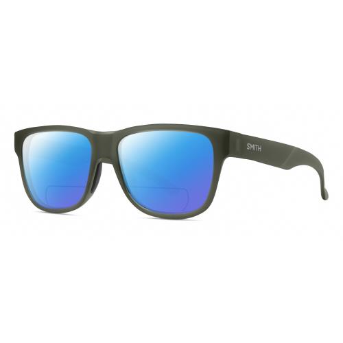 Smith Lowdown Slim 2 Unisex Polarized Bifocal Sunglasses Moss Crystal Green 53mm Blue Mirror