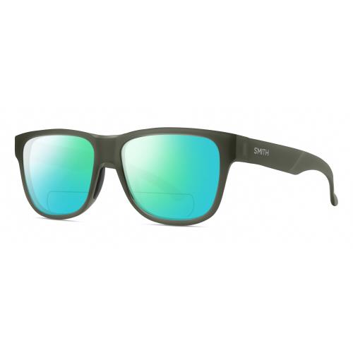 Smith Lowdown Slim 2 Unisex Polarized Bifocal Sunglasses Moss Crystal Green 53mm Green Mirror