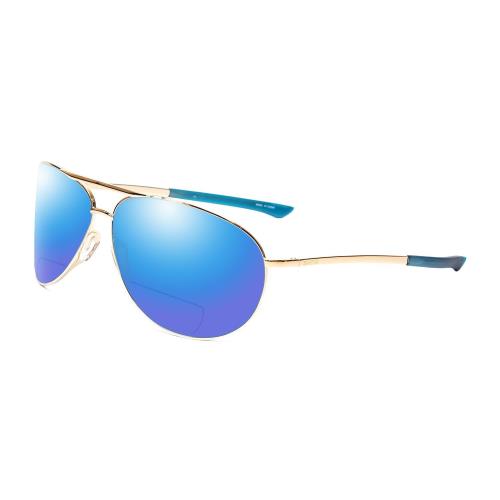 Smith Serpico 2 Unisex Polarize Bi-focal Sunglasses Power Gold 65mm Blue Mirror