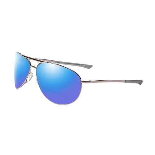 Smith Serpico 2 Polarize Bi-focal Sunglass 41 Option Silver Gun Metal Black 65mm Blue Mirror