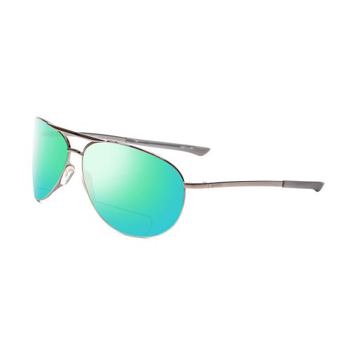 Smith Serpico 2 Polarize Bi-focal Sunglass 41 Option Silver Gun Metal Black 65mm Green Mirror