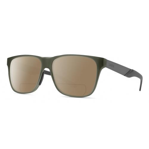 Smith Lowdown Unisex Polarized Bifocal Sunglasses in Crystal Green/gunmetal 56mm Brown