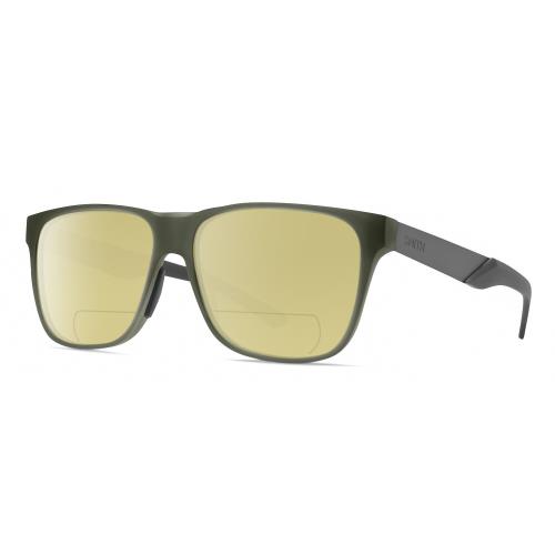 Smith Lowdown Unisex Polarized Bifocal Sunglasses in Crystal Green/gunmetal 56mm Yellow