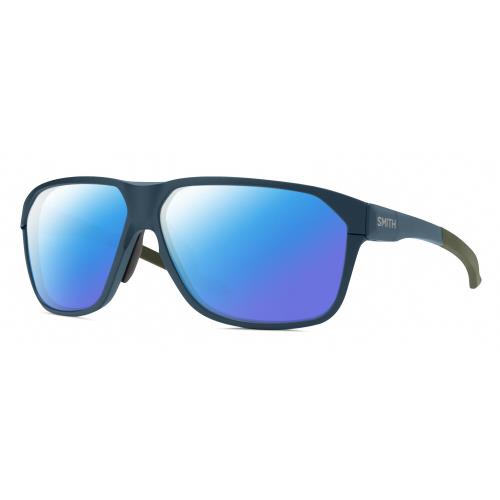 Smith Leadout Pivlock Unisex Polarized Sunglasses in Stone/green Blue Grey 63 mm Blue Mirror Polar