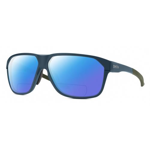 Smith Leadout Pivlock Unisex Polarized Bifocal Sunglasses Green Blue Grey 63mm Blue Mirror