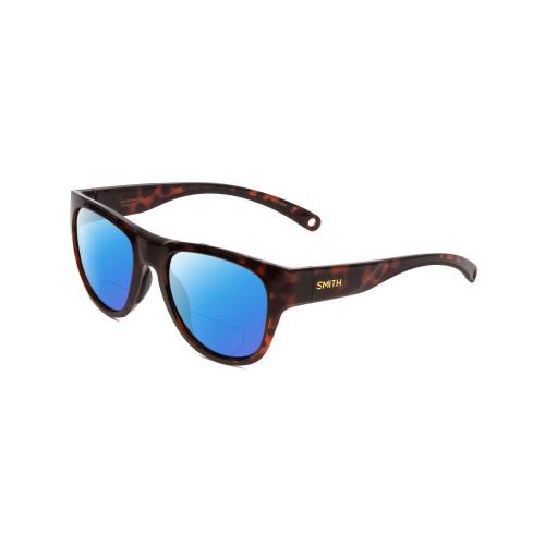 Smith Rockaway Women Cateye Polarized Bi-focal Sunglasses in Tortoise Brown 52mm Blue Mirror