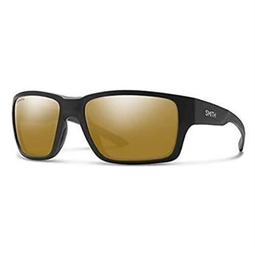 Smith Outback Square Sunglasses in Black/chromapop Polarized Bronze Mirror Gold