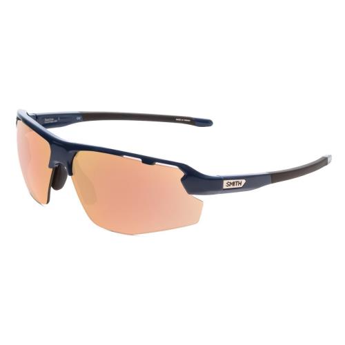 Smith Resolve Semi-rimless Sunglasses Navy Blue W/cp Rose Gold Mirror Clear 70mm