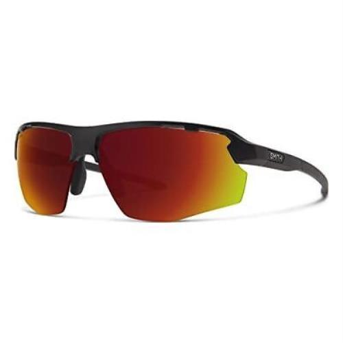 Smith Resolve Wrap Semi-rimless Sunglasses Black/chromapop Red Mirror+clear Lens