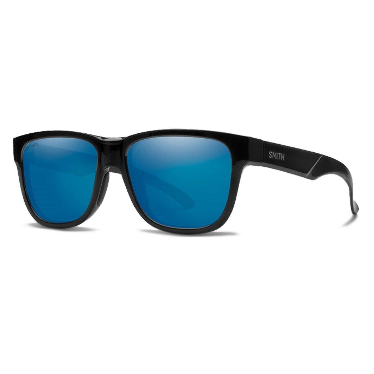 Smith Lowdown Slim 2 Sunglasses Black Frame Polarized Blue Mirror Lens