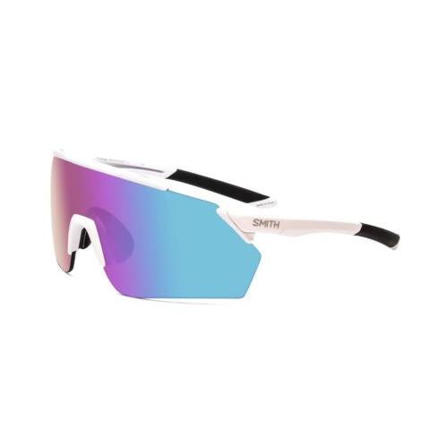 Smith Ruckus Wrap Sunglasses White w/ Chromapop Violet Mirror Plus Rose Red Lens