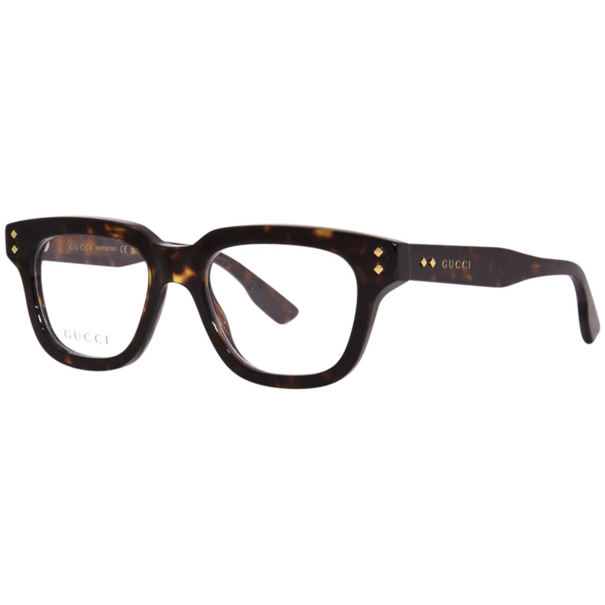 Gucci GG1219O 002 Eyeglasses Frame Men`s Havana Full Rim Square Shape 50mm