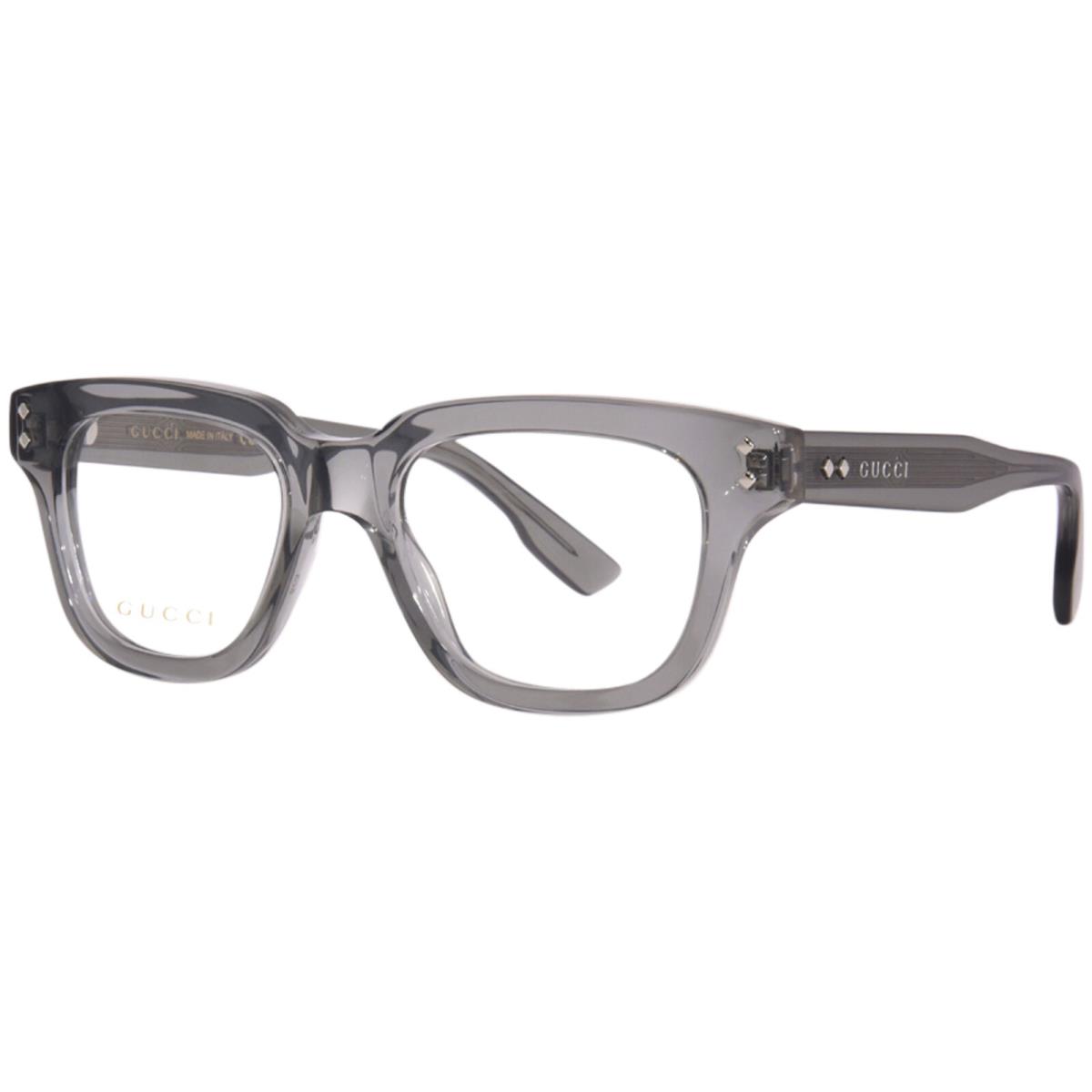 Gucci GG1219O 003 Eyeglasses Frame Men`s Grey Full Rim Square Shape 50mm