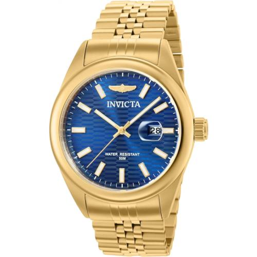 Invicta Men`s Aviator 38412 Blue Dial Quartz Watch One Size Gold - Band: Gold-tone