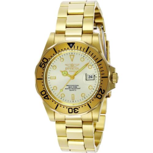 Invicta Men`s 2155 Pro Diver Collection Gold-tone Watch - Dial: Gold, Band: Gold
