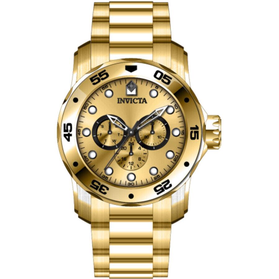 Invicta Pro Diver Scuba Gmt Quartz Gold Dial Men`s Watch 45725