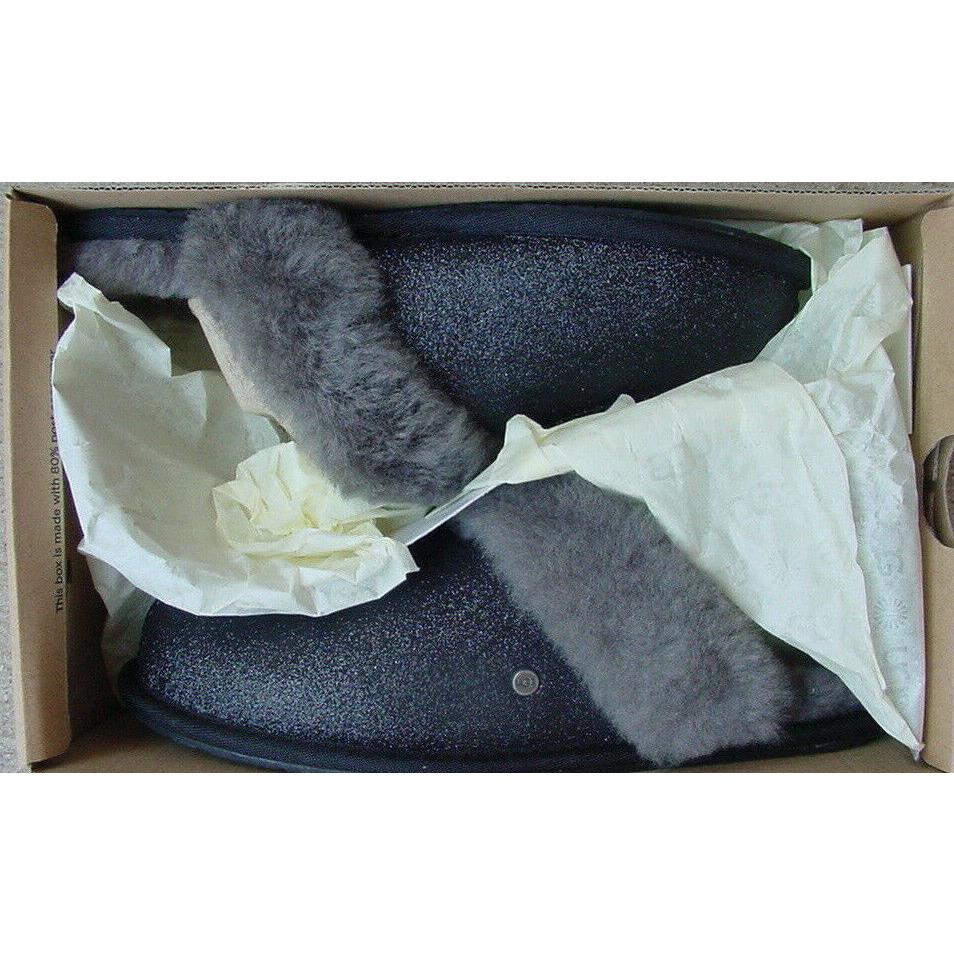 Ugg Australia Women`s Black Gray Slipper Scuffette ll Sparkle 1100177 Sz 6