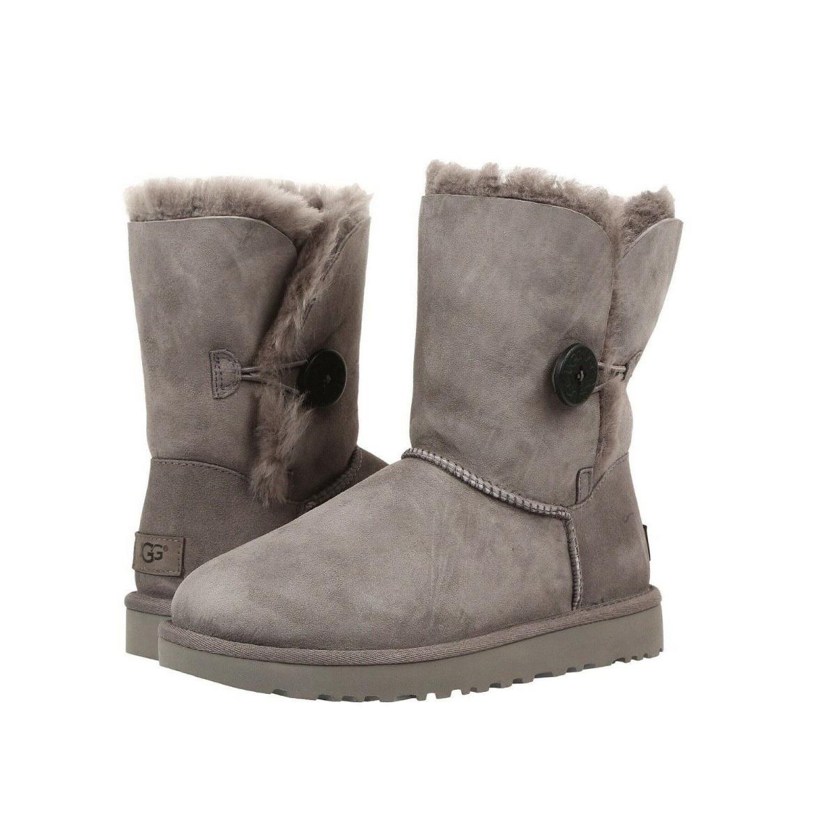 Ugg Bailey Button II Suede Sheepskin Classic Women`s Boots 1016226 Grey - Gray