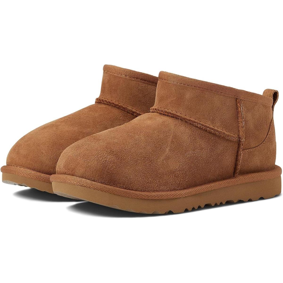 Ugg Classic Ultra Mini Boot Big Kids Suede Upper 1130750K Chestnut - Chestnut