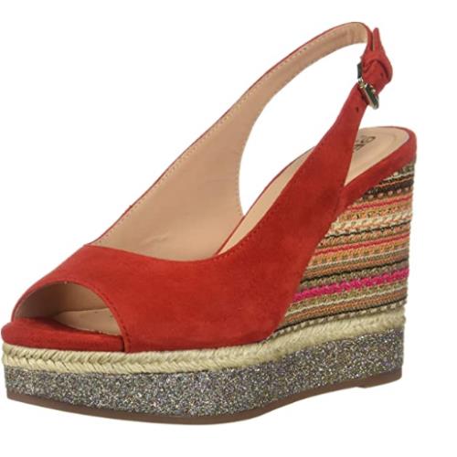 Geox Women`s D Yulimar A Wedge Heel Open Toe Sandals Color Options Scarlet