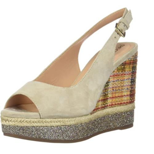 Geox Women`s D Yulimar A Wedge Heel Open Toe Sandals Color Options Taupe