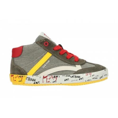 Geox Kid`s Alonisso Mid Top Military/yellow Trainers J922CG 01022 C0099