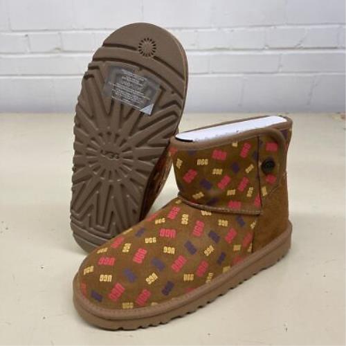 Ugg Jona Confetti Logo Suede Boot Big Kids` Size US 5 Chestnut