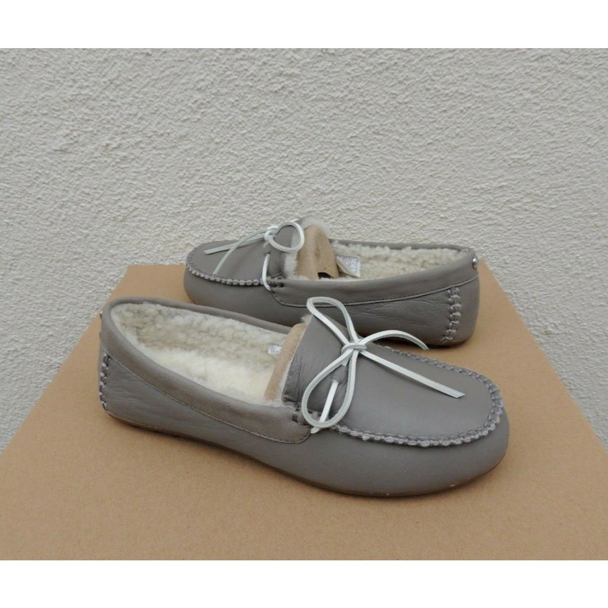 Ugg Seal Grey Deluxe Leather Sheepskin Moccasin Loafers Women US 8/ Eur 39
