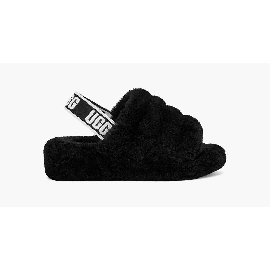 Ugg Women`s Fluff Yeah Slides Black Size 10