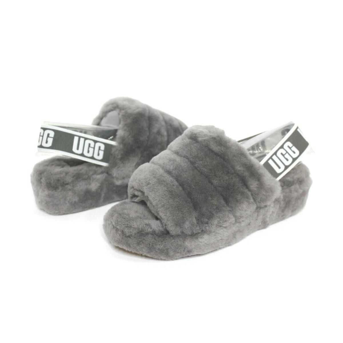 Ugg Fluff Yeah Slides Sheepskin Charcoal Color Indoor/outdoor Slipper Size 7 US