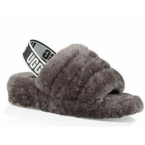 Ugg Women`s Fluff Yeah Slide Slipper 1095119 Charcoal Size 6