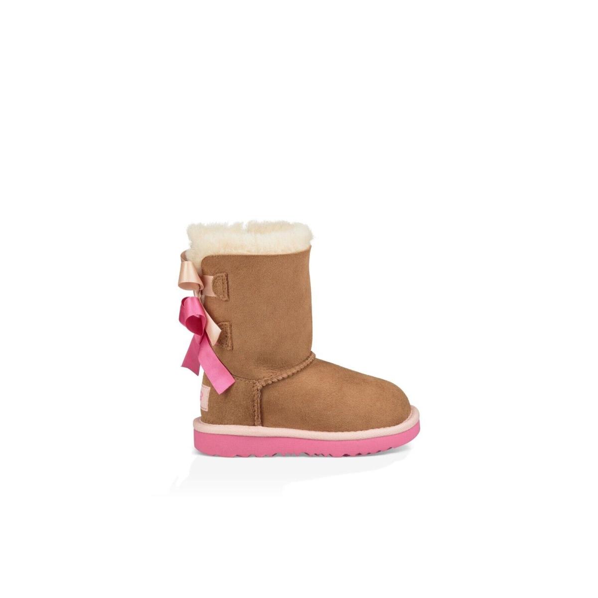 Ugg Toddler Bailey Bow II - Chestnut/pink - 1017394T - sz 10