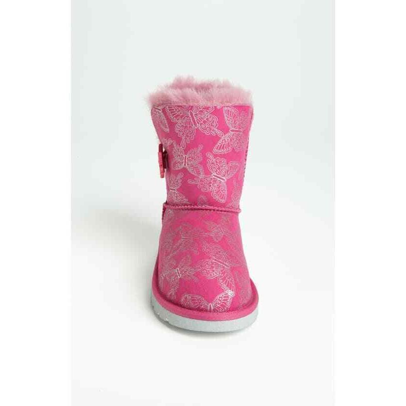 Ugg Australia Youth Kids Pink Size 6 Bailey Button Butterfly Boot