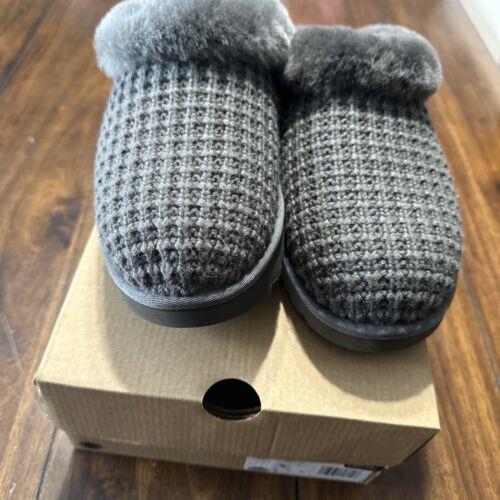 Ugg Women`s Clugette Knit Scuff Slipper Charcoal Size 9 Medium